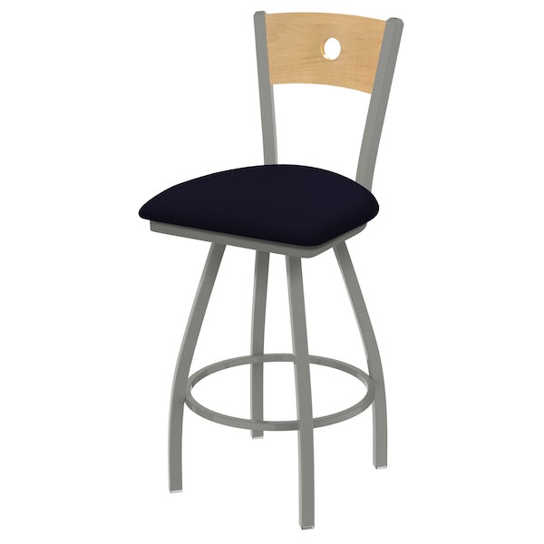30" Swivel Counter Stool, SS Finish, Nat Back, Canter Twilight Seat